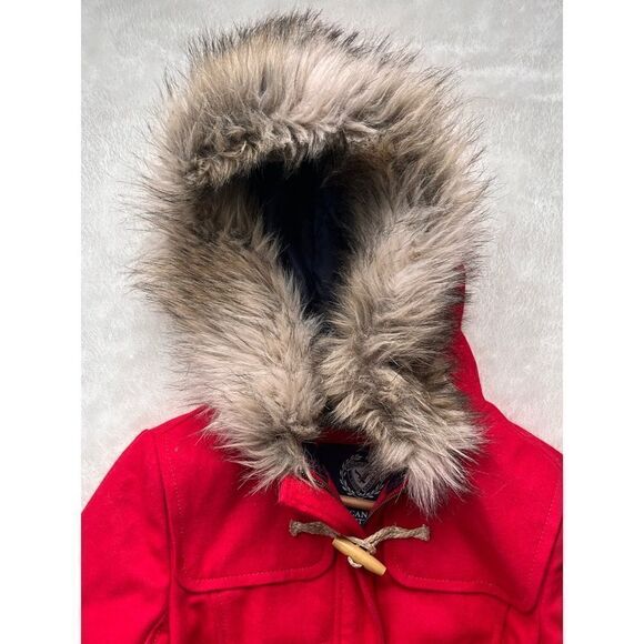 American Eagle Outfitters Red Toggle & Rope Duffle Wool Coat Jacket, Size Small - Picture 3 of 15